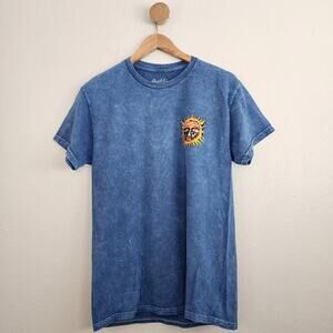 NEW Sublime Sun Floral T-Shirt Dark Blue Acid Wash Graphic Tee Size Medium